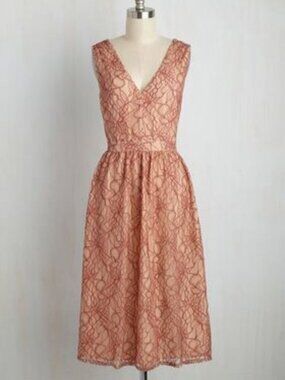 Modcloth "Occasion Elation" Peach Lace Dress